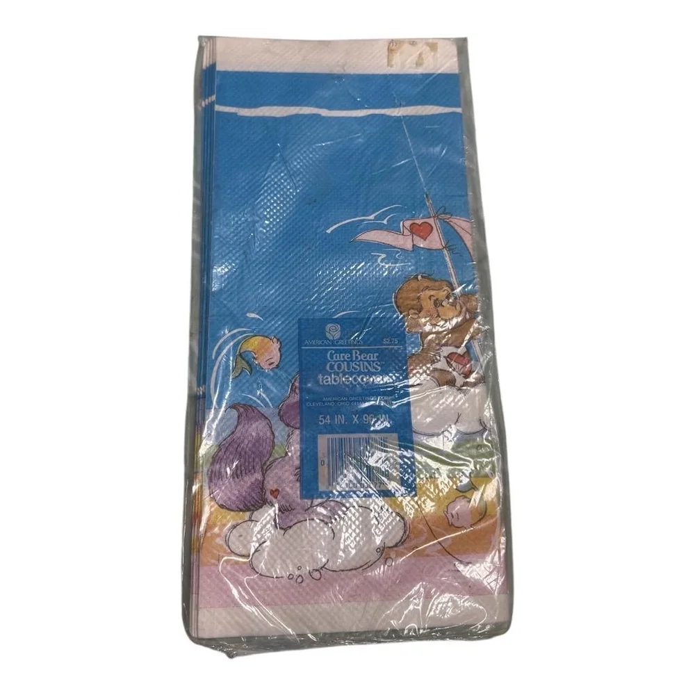 Vintage 1980 Care Bear Cousins Paper Tablecloth Cover 54x96 NEW in Plastic Rare
